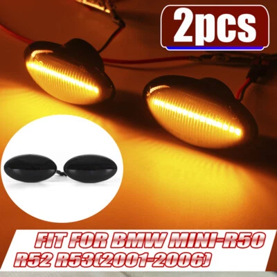 2x Per Mini Cooper R50 R52 R53 2002-2006 Luce Indicatore Laterale LED Dinamico - Immagine 1 di 4