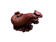 Chinese Wood Feng Shui Zodiac Coin Wealth Rat Mouse Statue Figurine