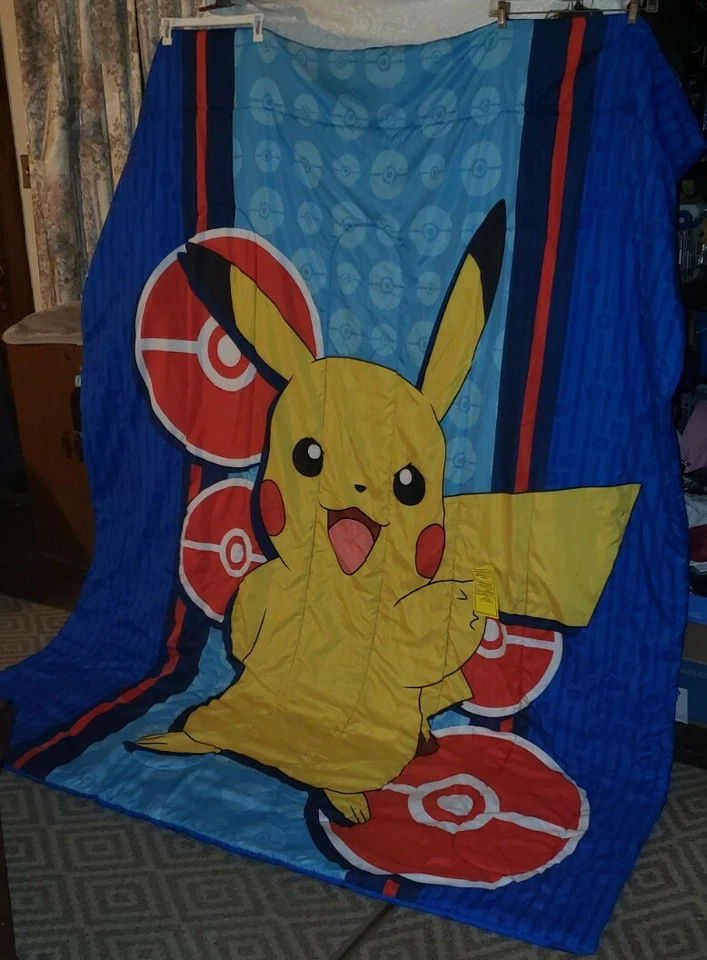 Pokemon Pikachu Pokeball Twin / Full Reversible Comforter 72 x 86 - Image 1 of 4