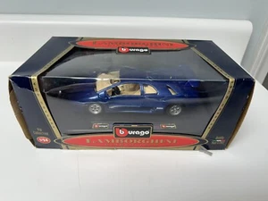 NIB Vintage Burago Blue Lamborghini Die Cast, Made In Italy - Picture 1 of 13