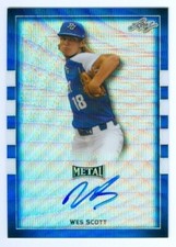 WES SCOTT "METAL FLAG ETCH AUTOGRAPH /10" LEAF PERFECT GAME ALL AMERICAN 2018