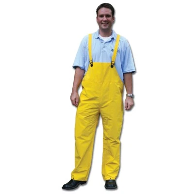 Lightweight PVC Waterproof Rain Bib Overall Pants Construction Fishing Rainwear - Image 1 of 4