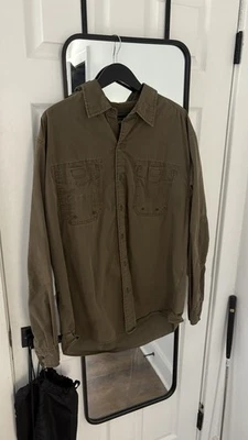 Camisa verde militar Eddie Bauer, tamanho G - Imagem 1 de 3