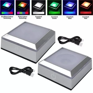 Présentoir carré tendance avec éclairage LED coloré pour art cristallisé - Picture 1 of 17