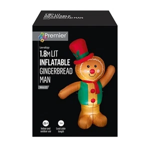 Christmas Inflatable Gingerbread Man LED Lights Blown Up Festive Outdoor Decor - Picture 1 of 2