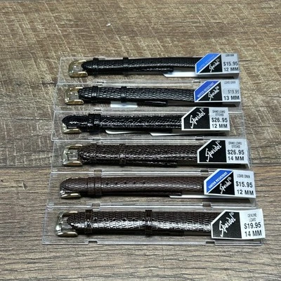 6 Vintage Speidel Lizard/Grand Lizard Leather Watch Bands-NOS - Image 1 of 4