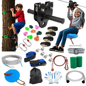 Kit Zip Line 200FT per Bambini Adulti - Fino a 400LBS Zipline Freno a Molla - Foto 1 di 10