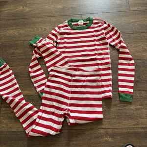 Hanna Andersson Kids Long Sleeve Pajamas Classic Holiday Red White Stripes 14 - Picture 1 of 8