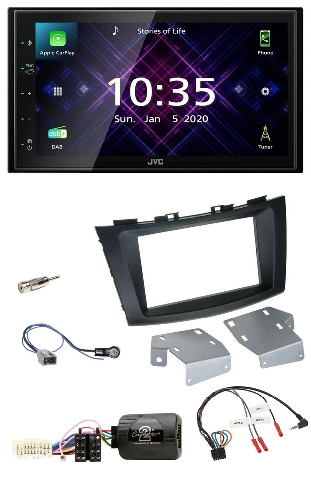 JVC DAB 2DIN Lenkrad Bluetooth USB Autoradio für Suzuki Swift ab 2011 - Bild 1 von 4