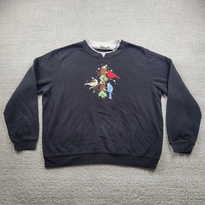 Baxter & Wells 卫衣女式 XL 海军蓝鸟刺绣圆领套衫 — 第 1/4 张图片