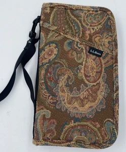 LL Bean Travel Wallet Passbook 10”X 5.5" Handle Tapestry Paisley - Picture 1 of 4