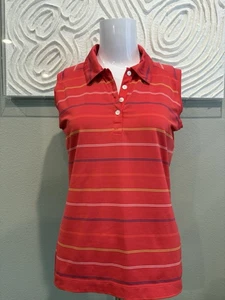 Nike Golf Women’s SZ M Sleeveless Red Striped Golf Polo Pit- Pit = 36 - Picture 1 of 4