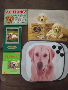Golden Retriever Hunde Bücher  Sonnenblenden Auto Blechschilder Deko - Bild 1 von 1