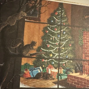 Vintage Weihnachtskarte UNBENUTZT Eichhörnchen schaut ins Fenster grau Jodie Boren mit Umschlag - Bild 1 von 5