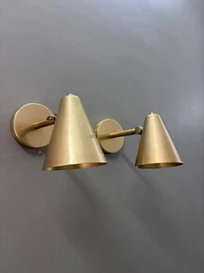 Mid Century Modern Brass Wall Sconce Pair Brass Bedside Light Christmas Gift - Picture 1 of 7