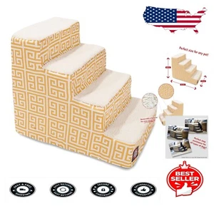 Towers Yellow 4-Step Dog and Cat Stairs | Safe & Comfortable Access to Furniture - Picture 1 of 8