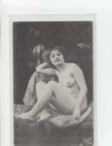LUPER 1125 Seated French Risque Nude Model Postcard Re-print Blank Back - Picture 1 of 2