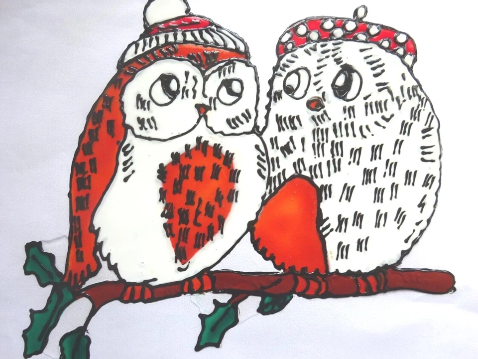 Gabis Window Color Bilder - Deko - Winter - Weihnachten - verschiedene Eulen - - Bild 1 von 1