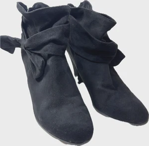 Impo Stiefeletten Größe 8 Stretch schwarz Wildleder Blockabsatz Schleife Stiefel Stil Schuhe - Bild 1 von 10