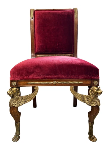 #7004 Rare  Late 19th French Empire Chair with Bronze Mounts Cover