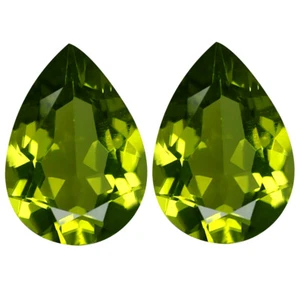 3,28 ct (2 piezas) PAR A JUEGO corte pera (10 x 7 mm) peridoto verde genuino - Imagen 1 de 1