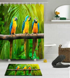 Color Parrot Waterproof Bathroom Polyester Shower Curtain Liner Water Resistant - Picture 1 of 7