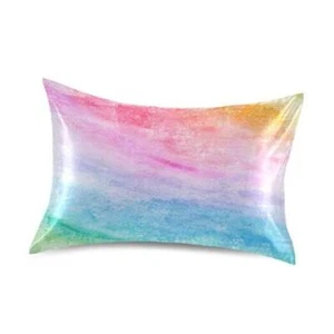 Satin Pillowcase for Hair and Skin Silk Pillowcase, S20x26in Rainbow Colors - Picture 1 of 8