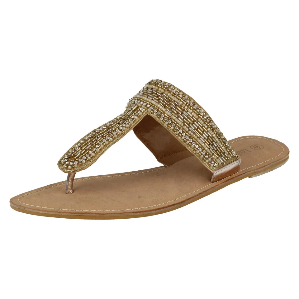 Mujer Spot On Leather Collection Cuentas de Dedo Sandalias - Imagen 1 de 1