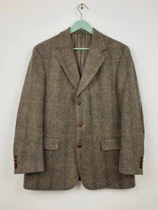 Chaqueta Blazer Harris Tweed Barutti Parches en el Codo Espiga Cuadros Lana Talla S42 - Imagen 1 de 10