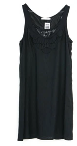 Schwarzes Trägerkleid aus fließendem Material und Verzierung am Ausschnitt Gr. M - Bild 1 von 1