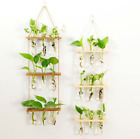 Wall Hanging Planter Terrarium with Wooden Stand, 3 Tiered Testtube Flower Vases