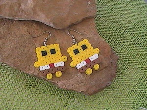Perler Bead Spongebob Earrings - Picture 1 of 2