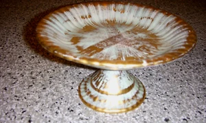 Piatto moderno metà secolo con piedistallo in ceramica turchese e oro Stangl - Foto 1 di 7