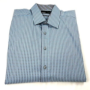 Camicia uomo Quieti blu e grigia a quadri manica lunga con bottoni taglia L cotone fine - Foto 1 di 10
