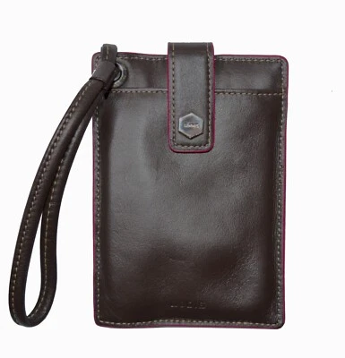 LODIS Tarjeta Muñequera Cuero Moneda Pequeña Identificación Ventana Billetera Bolsa Bolso Marrón Foto 1 de 3