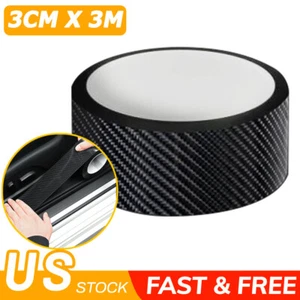 Car Interior Door Sill Scuff Cover Carbon Fiber Vinyl Wrap Sticker Accessories - Picture 1 of 12