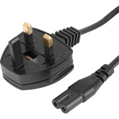 5m Metre Figure of 8 Mains Cable / Power UK Lead Plug Cord IEC C7 Fig Laptop - Image 1 of 4