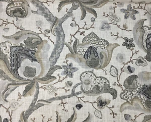 Diantha in Grey 54" Wide P Kaufmann 55% Linen / 45% Rayon Slub Duck Jacobean - Picture 1 of 2