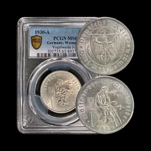 GERMANY. 1930, 3 Mark, Silver, A - PCGS MS63 - Weimar, Vogelweide Reichsmark - Picture 1 of 5