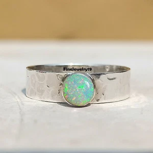 Ethiopian Opal Ring Solid 925 Sterling Silver Ring Band Ring Handmade Ring - N41 - Picture 1 of 2