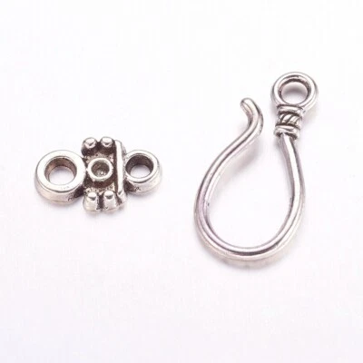 20 Sets Antique Silver Tibetan Style Bowknot Hook and Eye Clasps Jewelry Finding - Image 1 of 2