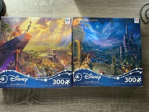 Thomas Kinkade Disney Puzzle lot Beauty and The Beast & The Lion King - Picture 1 of 1