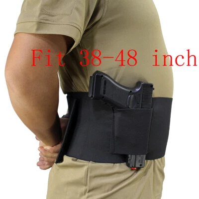 Tactical Concealed Carry Gun Pistol Holster Belly Band Holster with 2 Mag Pouch - Image 1 of 4
