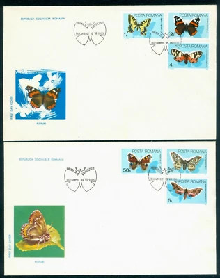 Mariposas 1985, almirante, polilla halcón ojo, mariposas, papillones, Rumania, 4159FDC Foto 1 de 2