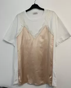 Alexander McQueen Sampled Ladies Pink Lace Tank White T-shirt, One Size. - Picture 1 of 5