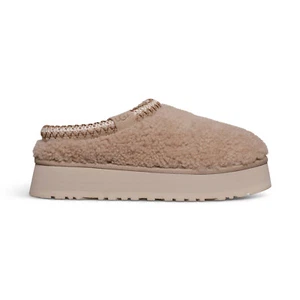 UGG MAXI CURLY TAZZ SAND SUEDE LINED SHEARLING MULE WOMEN'S SLIPPERS SIZE US 9 - Picture 1 of 5