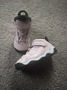 NIKE AIR JORDAN 6 Anillos Tenis para Niños Pequeños 323420-602 Rosa y Blanco Niño Pequeño EE. UU. 8C - Imagen 1 de 9
