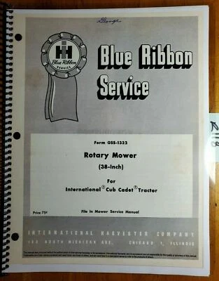 IH International Cub Cadet Original Tractor 38" Mower Service Manual GSS-1332 62 - Image 1 of 4