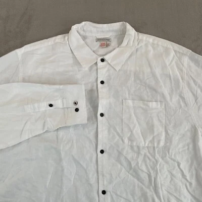 Camisa Carbon 2 Cobalto Hombres 2XLT Alta Blanco Mezcla de Lino Manga Larga Bolsillo Nueva Sin Etiquetas Foto 1 de 4