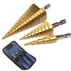 3Pc Hss Step Cone Taper Drill Bit Set Hole Cutter Metric 4-12/20/32Mm 1/48180